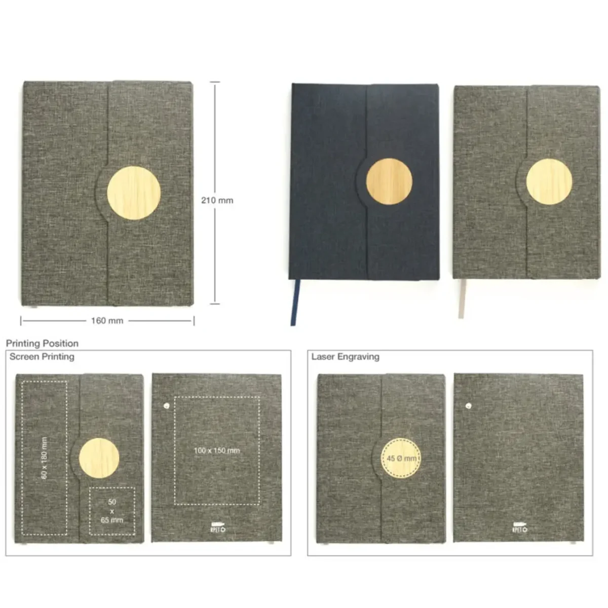 A5 Notebooks with Bamboo & Magnetic Closure RPET Image 6