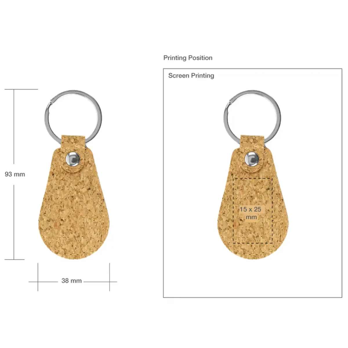 Keychain Cork PU with 32mm Metal Flat Key Ring image 4