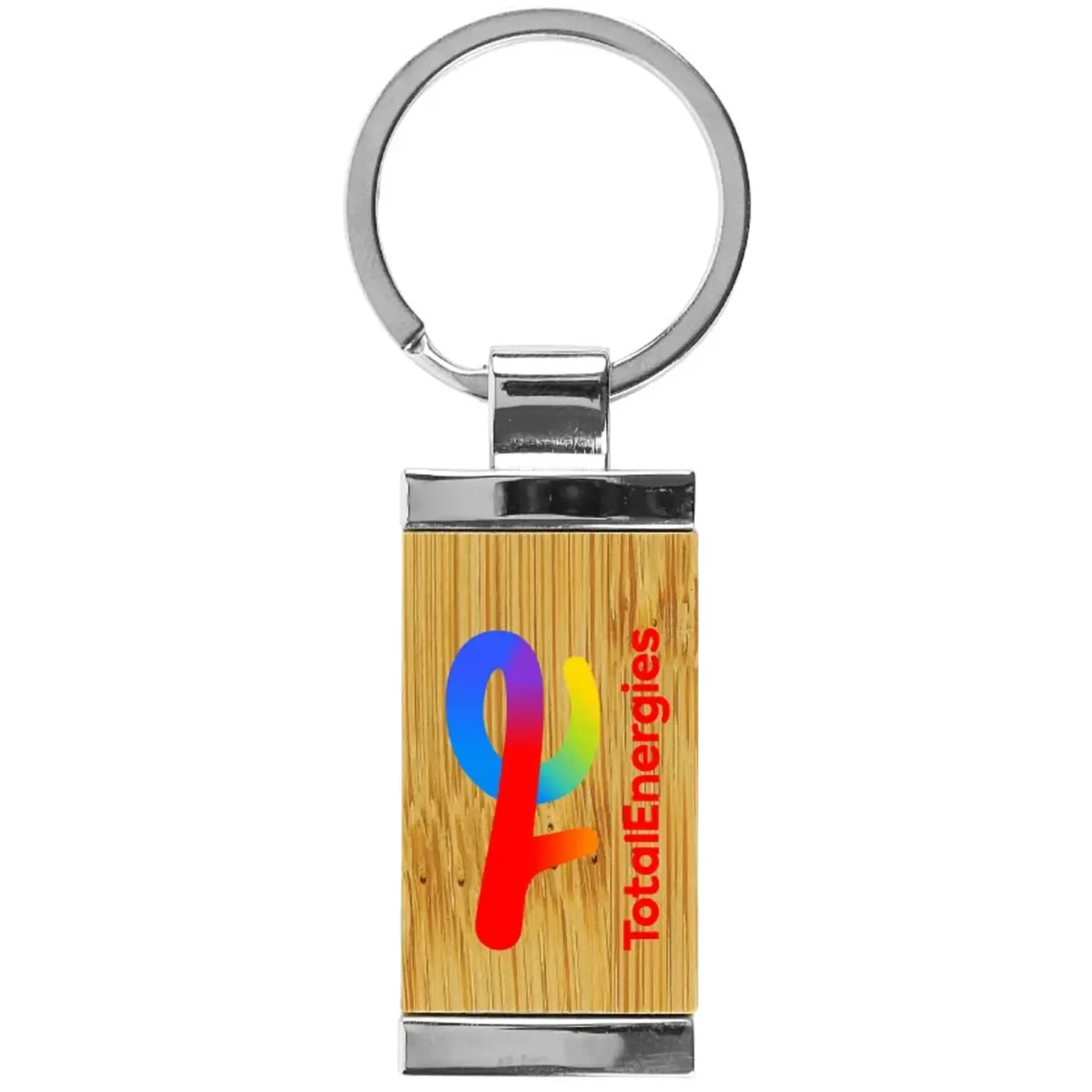 Keychains Rectangular Bamboo and Metal 32mm image 1