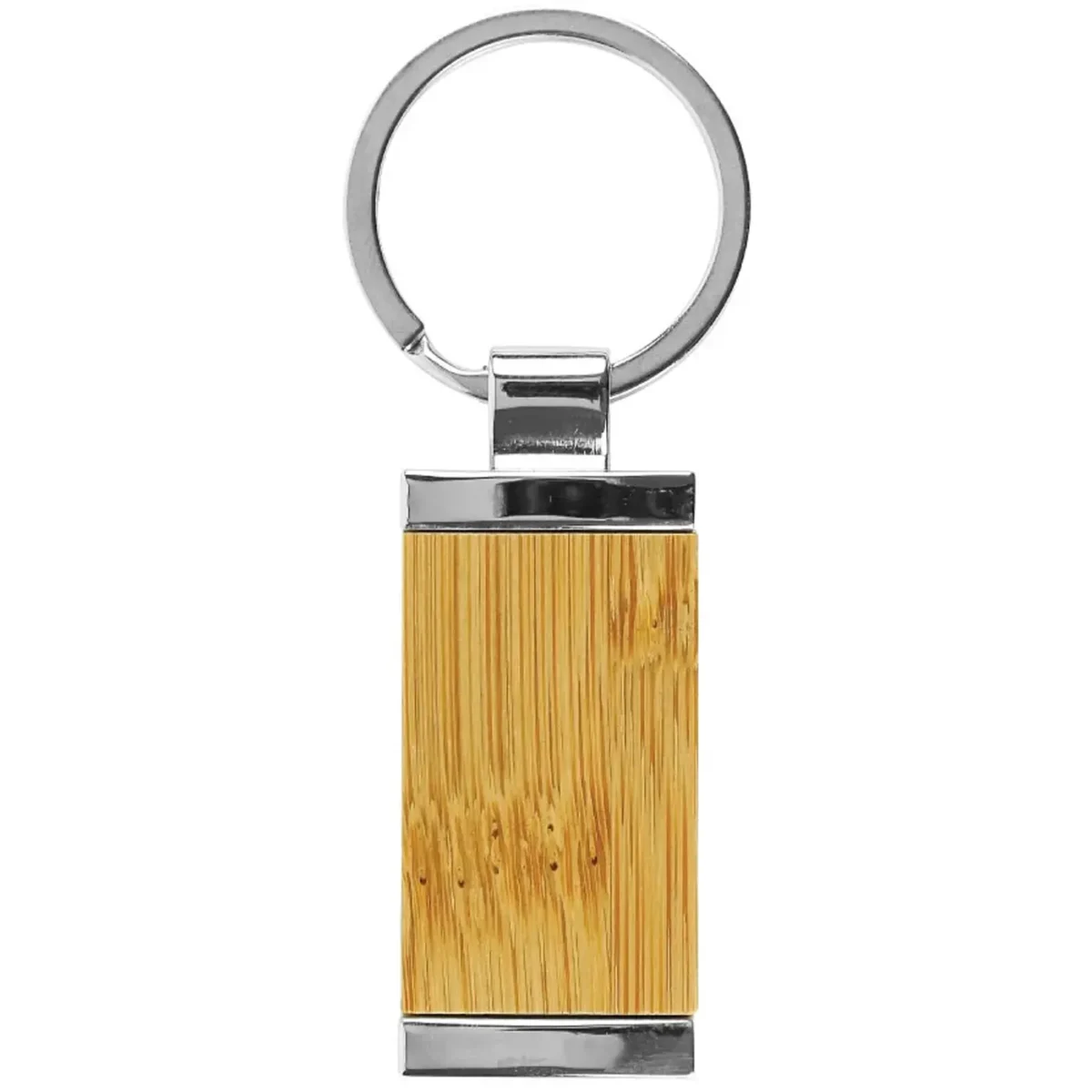 Keychains Rectangular Bamboo and Metal 32mm image 3