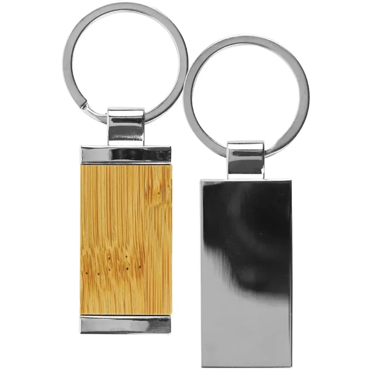 Keychains Rectangular Bamboo and Metal 32mm image 5