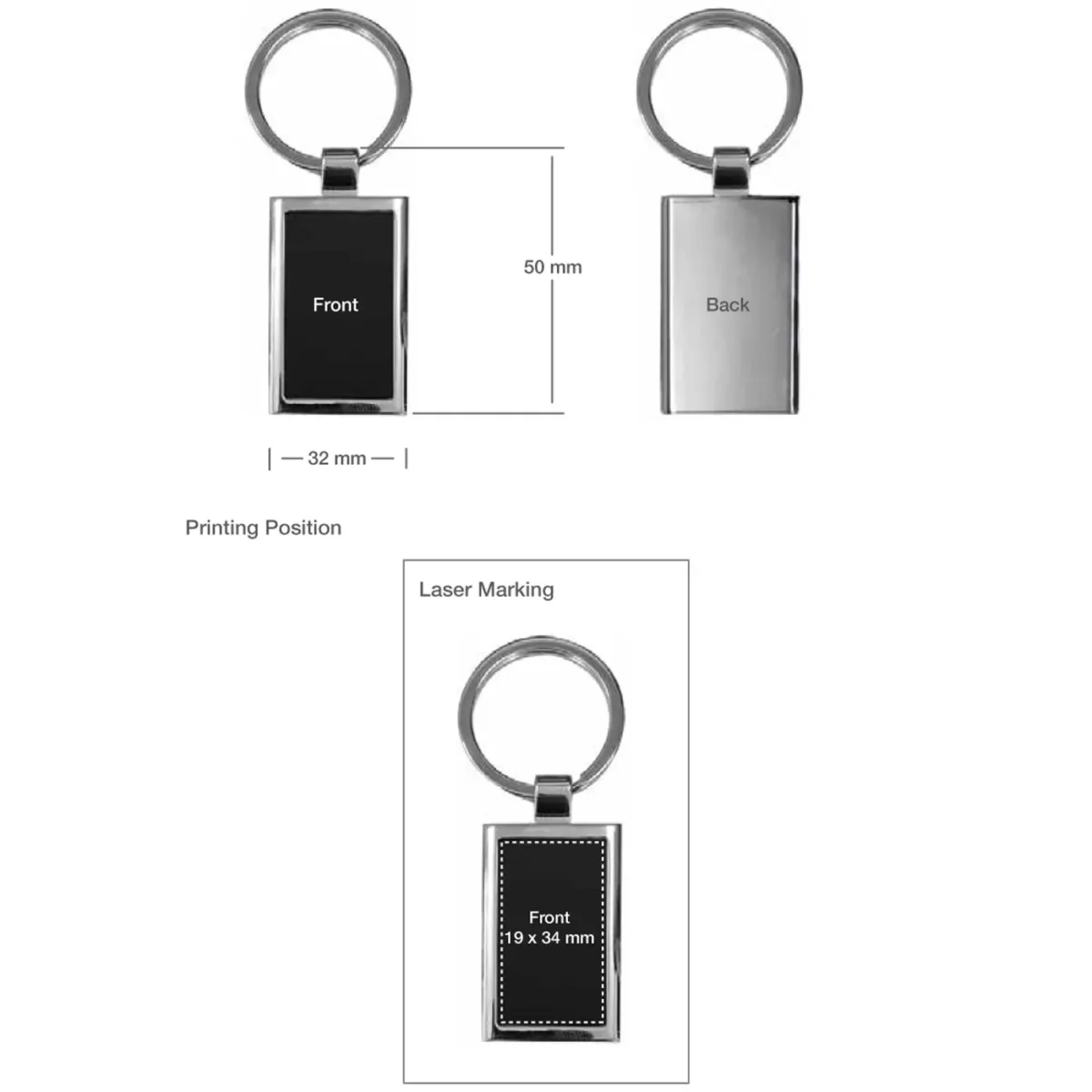 Metal Keychain Rectangular Shaped Black image2