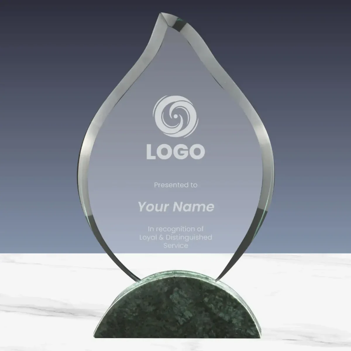 Personalized Awards Flame Shaped Crystal & Marble image 2